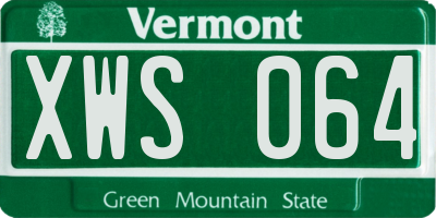 VT license plate XWS064