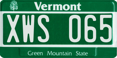 VT license plate XWS065