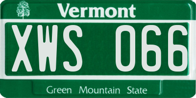 VT license plate XWS066