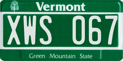 VT license plate XWS067