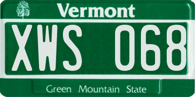 VT license plate XWS068