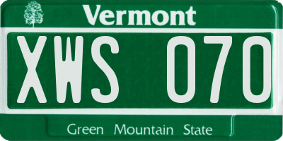 VT license plate XWS070