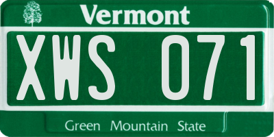 VT license plate XWS071