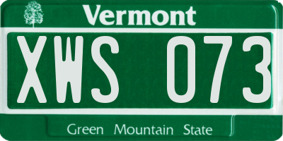 VT license plate XWS073