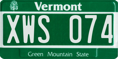 VT license plate XWS074