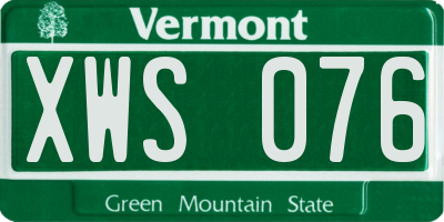 VT license plate XWS076