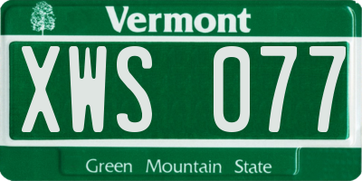VT license plate XWS077