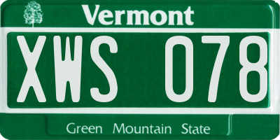 VT license plate XWS078