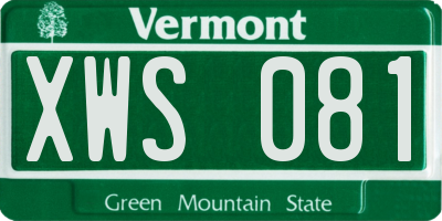 VT license plate XWS081
