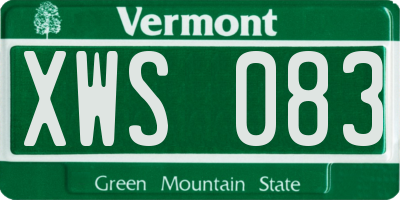 VT license plate XWS083