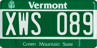 VT license plate XWS089