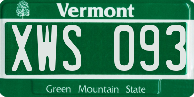VT license plate XWS093