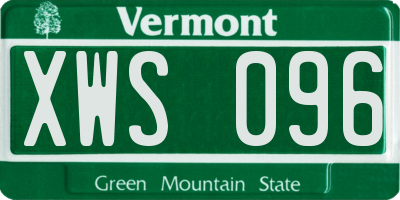 VT license plate XWS096