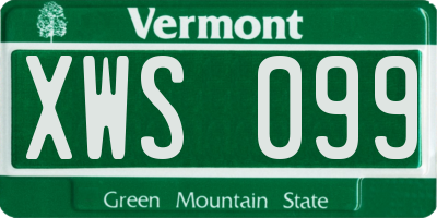VT license plate XWS099