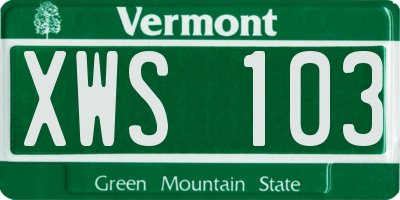 VT license plate XWS103