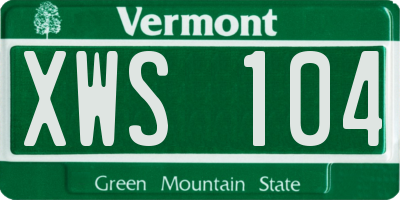 VT license plate XWS104