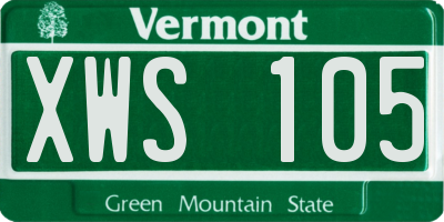 VT license plate XWS105