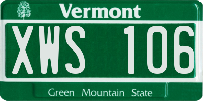 VT license plate XWS106