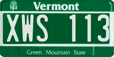 VT license plate XWS113