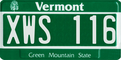 VT license plate XWS116