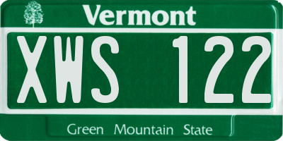 VT license plate XWS122