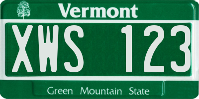 VT license plate XWS123