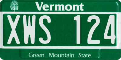 VT license plate XWS124