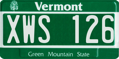 VT license plate XWS126