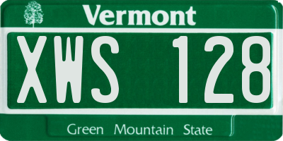 VT license plate XWS128