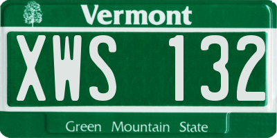 VT license plate XWS132