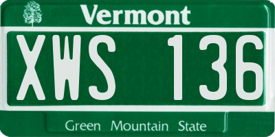 VT license plate XWS136
