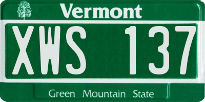 VT license plate XWS137
