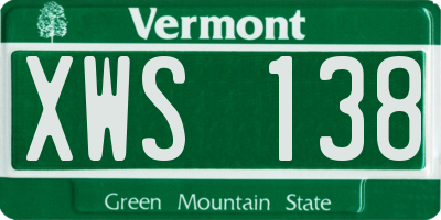 VT license plate XWS138