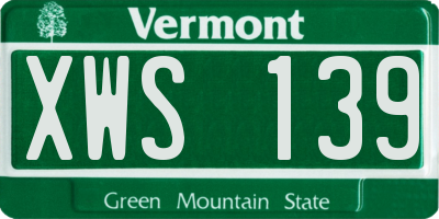 VT license plate XWS139