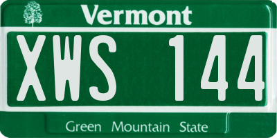 VT license plate XWS144