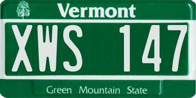 VT license plate XWS147