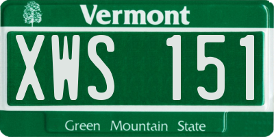 VT license plate XWS151