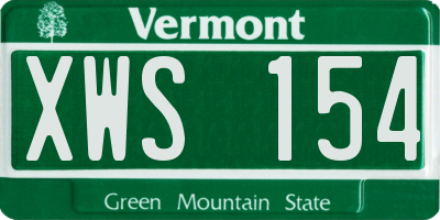 VT license plate XWS154