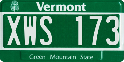 VT license plate XWS173