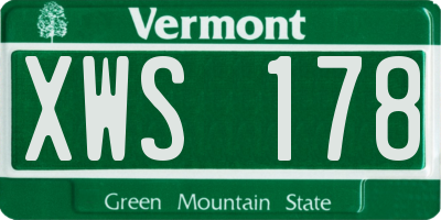 VT license plate XWS178