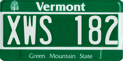 VT license plate XWS182