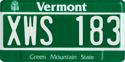 VT license plate XWS183