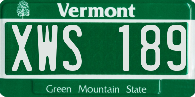 VT license plate XWS189