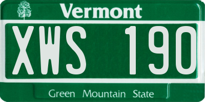 VT license plate XWS190