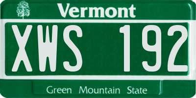 VT license plate XWS192