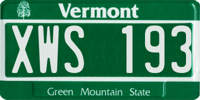 VT license plate XWS193