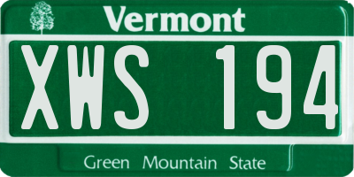 VT license plate XWS194