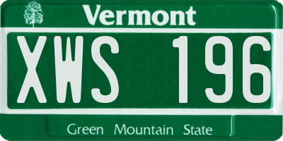 VT license plate XWS196