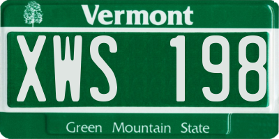 VT license plate XWS198