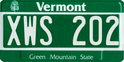 VT license plate XWS202